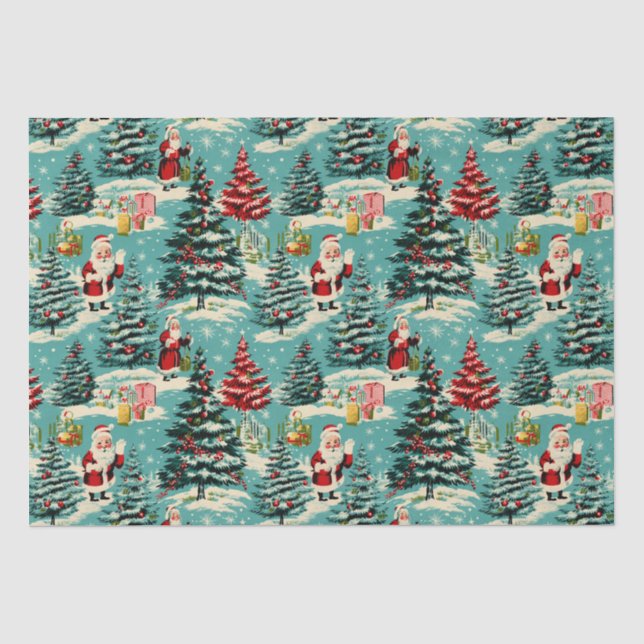 Retro-Weihnachtswunderland Seidenpapier (Vorderseite)