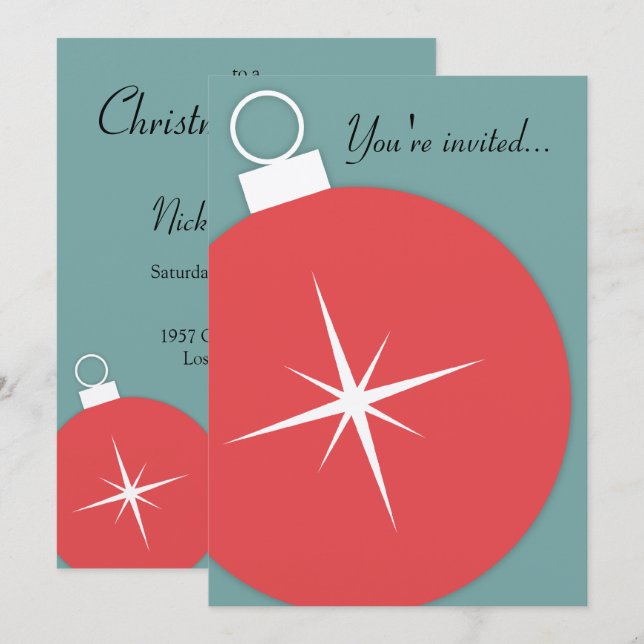 Retro-Weihnachtszeit-Party Einladung (Vorne/Hinten)