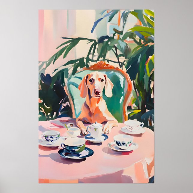 Retro-Weimaraner-Plakat, Weimaraner-Ölgemälde Poster (Vorne)