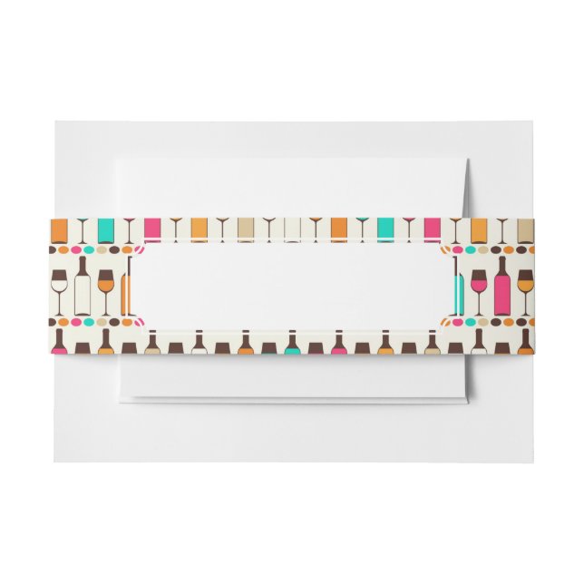 Retro Weinflaschen und -gläser Einladungsbanderole (Vorderseite Beispiel)