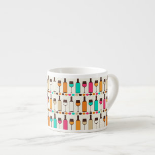 Retro Weinflaschen und -gläser Espressotasse