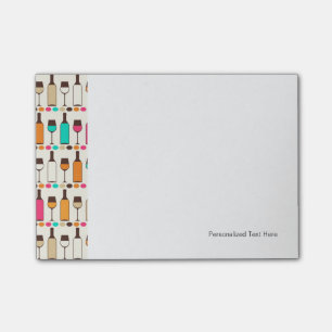 Retro-Weinflaschen und -gläser Post-it Klebezettel