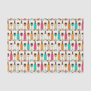 Retro Weinflaschen und -gläser Seidenpapier