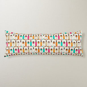 Retro Weinflaschen und -gläser Seitenschläferkissen