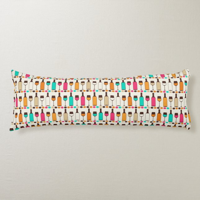 Retro Weinflaschen und -gläser Seitenschläferkissen (Vorderseite)