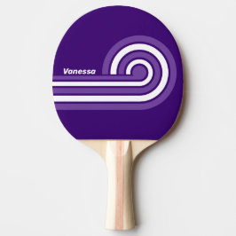 Retro-Weinreben-Hain-Locken-Streifen mit Namen Tischtennis Schläger