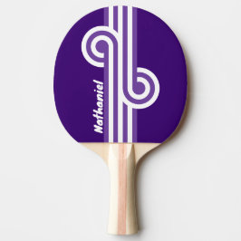 Retro-Weinreben-Hain-Schleife mit Namen Tischtennis Schläger