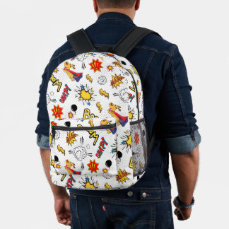 Retro-Weiß-Comic-Book-Pop-Art-Explosion-Muster Bedruckter Rucksack