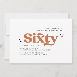 Retro weiß, modern minimalistisch 60. Geburtstag Einladung