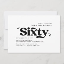 Retro weiß, modern minimalistisch 60. Geburtstag