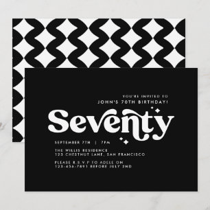 Retro weiß, modern minimalistisch 70. Geburtstag Einladung