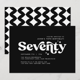 Retro weiß, modern minimalistisch 70. Geburtstag Einladung