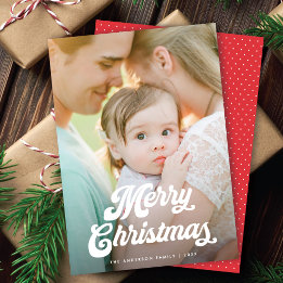 Retro-Weiß-Script Frohe Weihnachten Ein Foto