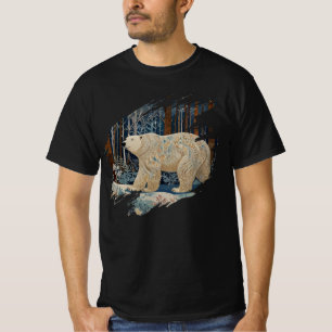 Retro-Weißbär boho Winterwald T-Shirt