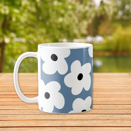 Retro Weiße Blume Kaffeetasse