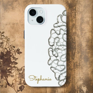 Retro-Weißer, minimalistischer, monogramm-Crochet  Case-Mate iPhone Hülle