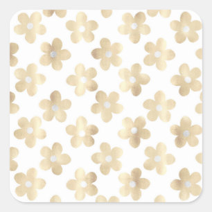 Retro Weißgold Gänseblümchen Quadratischer Aufkleber