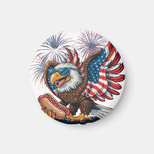 Retro Weißkopfseeadler Hotdog Amerikanische Flagge Magnet