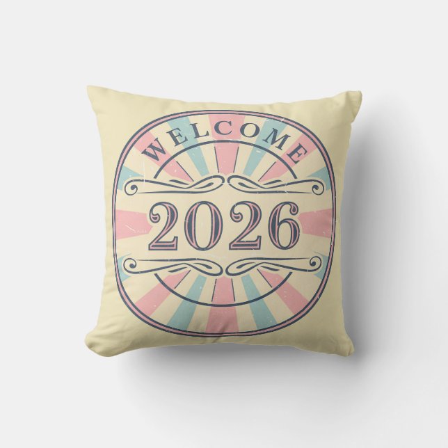 Retro Welcome 2026 Decorative Pillow Kissen (Vorderseite)
