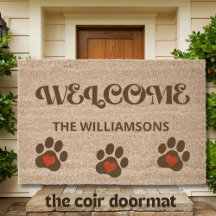 Retro Welcome Pads Familienname Coir