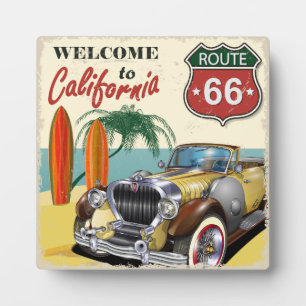 Retro "Welcome to California" Route 66 poster, Fotoplatte