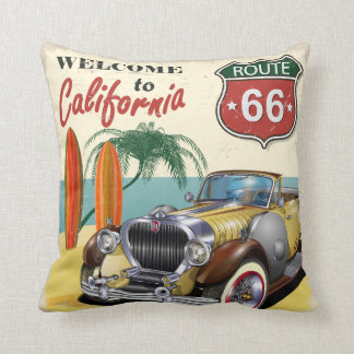 Retro "Welcome to California" Route 66 Poster, Kissen