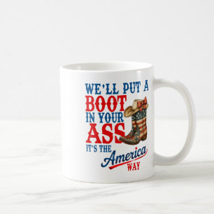 Retro We'll Put A Boot Western Cowgirl USA-Flagge Kaffeetasse