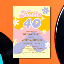 Retro-Welle Groovy-Blume Hallo 40. Geburtstag