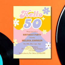 Retro-Welle Groovy-Blume Hallo 50. Geburtstag