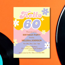 Retro-Welle Groovy-Blume Hallo 60. Geburtstag