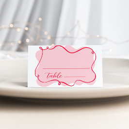 Retro-Welle rosa und rotes Brautparty Platzkarte