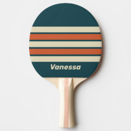 Retro-Welle über Streifen mit Namen Tischtennis Schläger