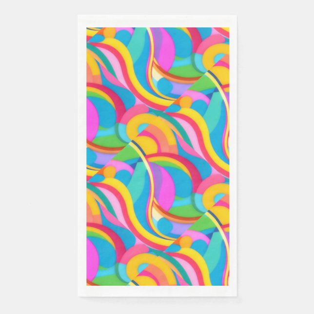 Retro-Wellen Abstrakte farbenfrohe Doodle Serviette (Vorderseite)