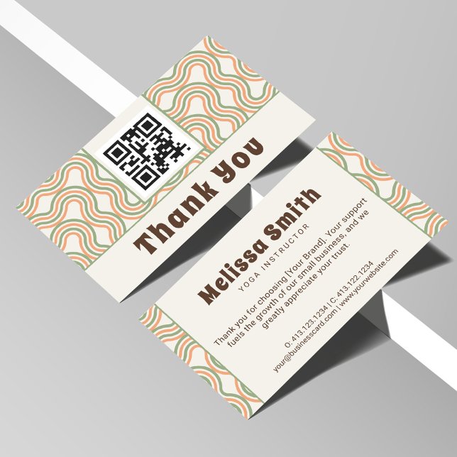 Retro-Wellen-Abstraktes-QR-Code-Geschäft-Dankeschö Begleitkarte (Von Creator hochgeladen)