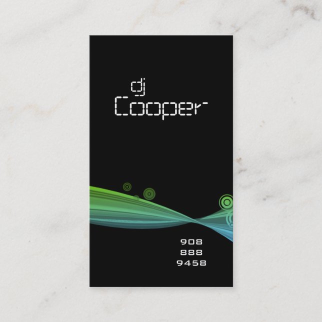 Retro Wellen-Visitenkarte-blaues Grün-Schwarzes Visitenkarte (Vorderseite)