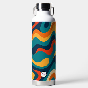 Retro-Wellenmuster modernes Abstrakt Trinkflasche