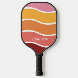 Retro-Wellenuntergang mit Namen Pickleball Schläger