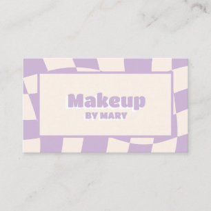Retro-Wellig Pastell-Lavendel Kariertes Make-up-Ar Visitenkarte