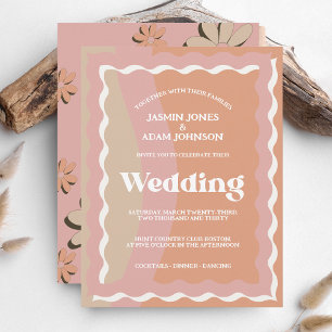 Retro-Wellige Hochzeit in Rosa und Orange