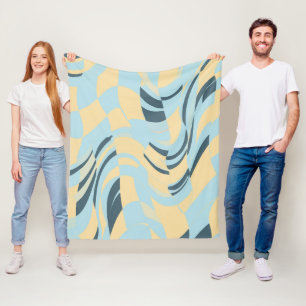 Retro-Welliges Babyblau und Buttergelb Dänisches P Fleecedecke