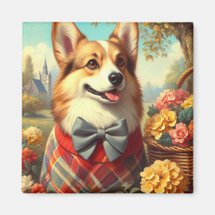 Retro Welsh Corgi Cardigan Painting Magnet