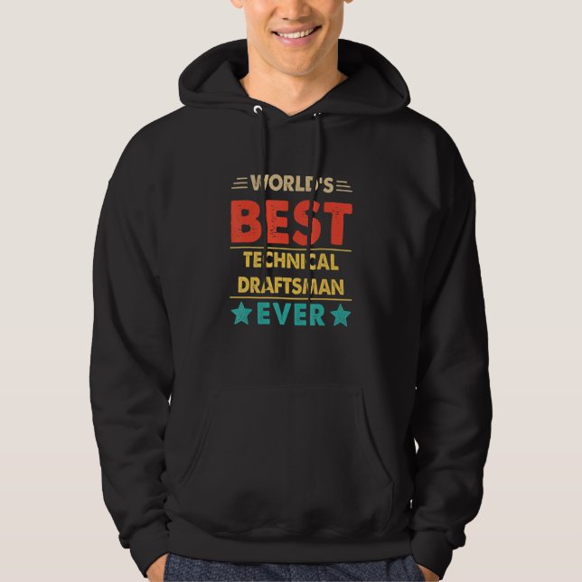 Retro Weltbester Technischer Zeichner Aller Zeiten Hoodie (Vorderseite)