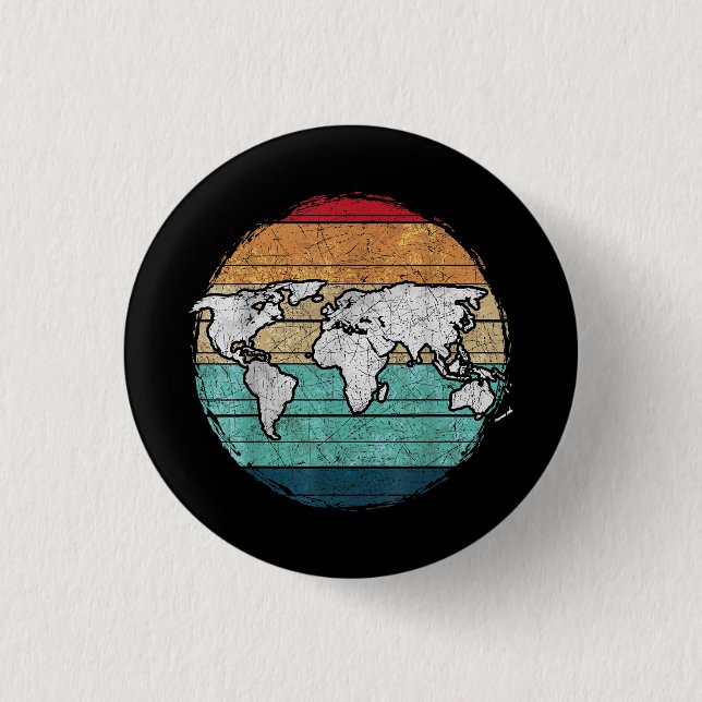 Retro-Weltkarte Button (Vorderseite)