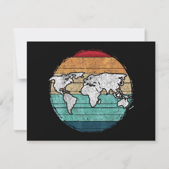 Retro-Weltkarte Feiertagskarte (Vorderseite)