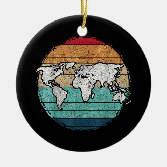 Retro-Weltkarte Keramik Ornament (Vorne)
