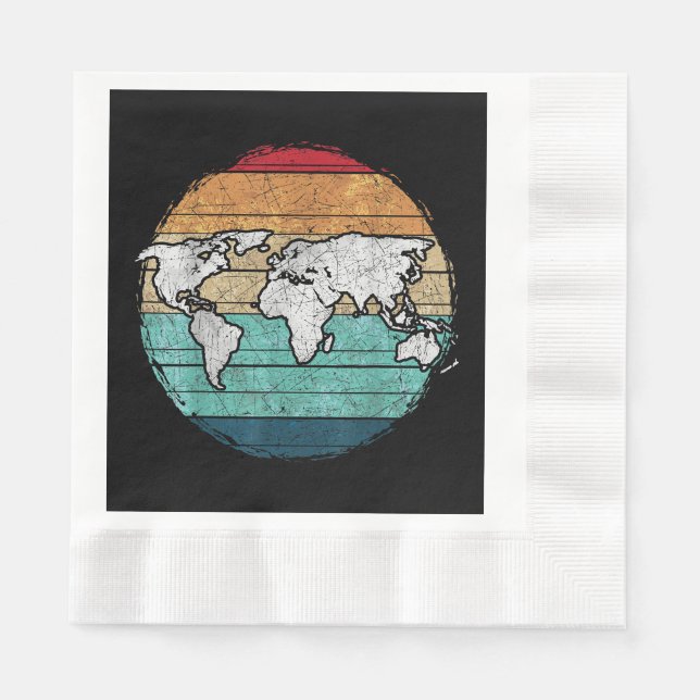 Retro-Weltkarte Serviette (Vorderseite)