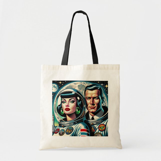 Retro Weltraum Astronauten Tragetasche (Vorne)