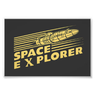 Retro-Weltraum-Explorer-Raketen-Grafik Fotodruck