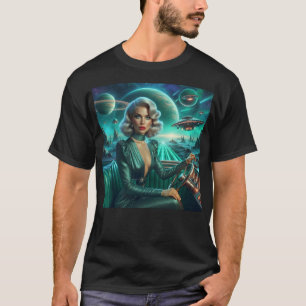 Retro Weltraum Mädchen T-Shirt