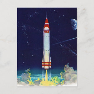 Retro-Weltraum-Postkarte Postkarte